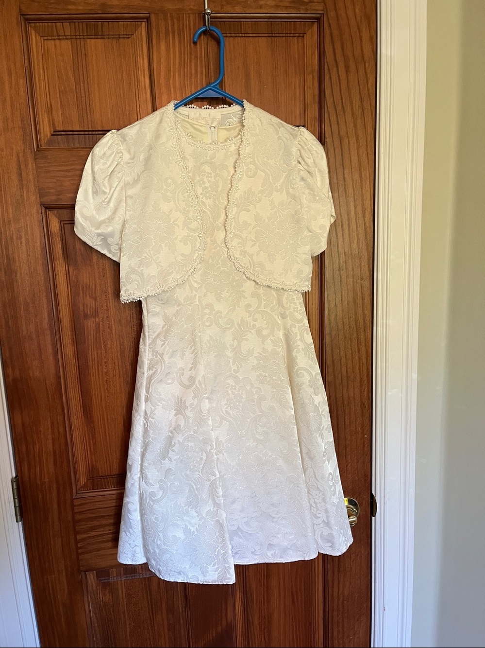 Jessica McClintock Ivory Floral Brocade Dress with Matching Bolero